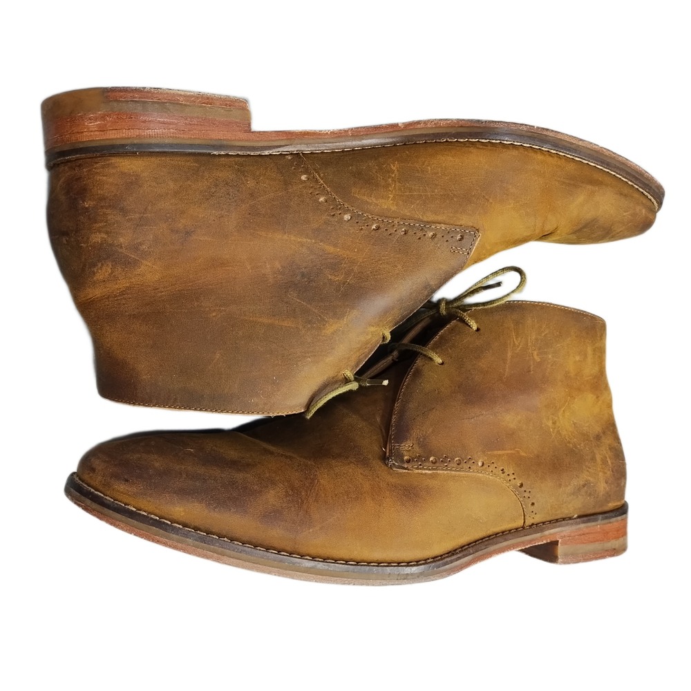 Cole Haan Chukka Boots Mens Size 11M Brown Comfort Almond Toe Cuban Heel Lace Up
